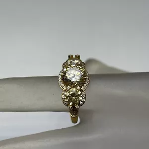 BELLA LUCE 7.04CTW CANARY & WHITE DIAMOND SIMULANTS 18K YELLOW GOLD / 925 Sz 9 - Picture 1 of 6