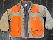 VTG CARHARTT USA Size L/XL Mens Hunting Jacket Game Bag Canvas Blanket Lined