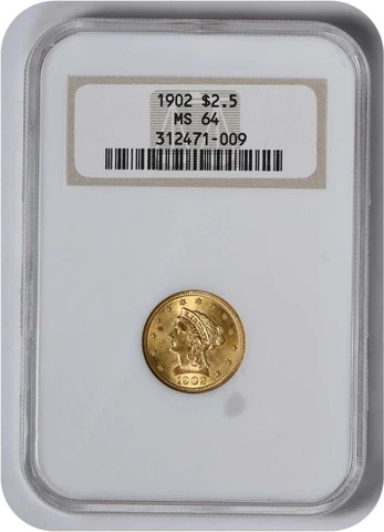 1902 $2.50 Gold Liberty Head MS64 NGC Cover