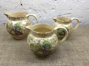 SET 3 X VINTAGE SADLER CRINOLINE LADY GRADUATED JUGS - Picture 1 of 7