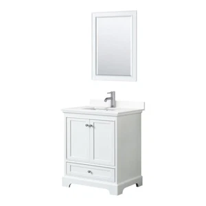 Wyndham Collection Deborah 30" Marble Single Bathroom Vanity in White/Chrome - Picture 1 of 3