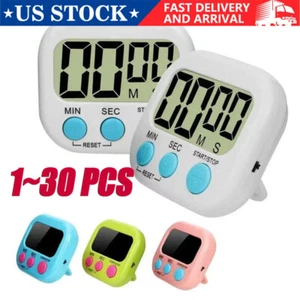 Large LCD Digital Kitchen Cooking Timer Count Down Up Clock Loud Alarm Magnetic - Picture 1 of 17