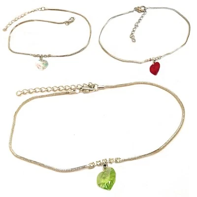 Cavigliera bracciale da caviglia spiaggia argento con ciondolo cuore mare donna - Immagine 1 di 4