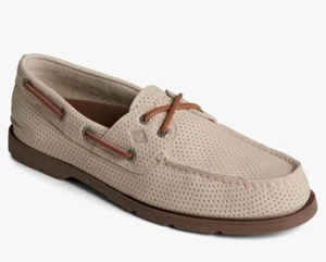 Sperry Men's Leeward 2 Eye Boat Shoes Perf Off White Sts25195 Wide - Picture 1 of 6