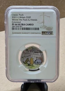 2022 GREAT BRITAIN 50p DISNEY'S CLASSIC POOH & FRIENDS NGC PF66 UC  not niue - Picture 1 of 7
