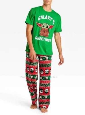 Baby Yoda Navidad Hombres Pijama Conjunto Camisa Pantalones Talla S-XL Star Wars Mandalorian Foto 1 de 3