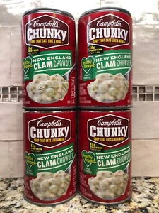 4 Campbell's CHUNKY HR New England Clam Chowder Soup 18.8 oz Cans - Picture 1 of 4