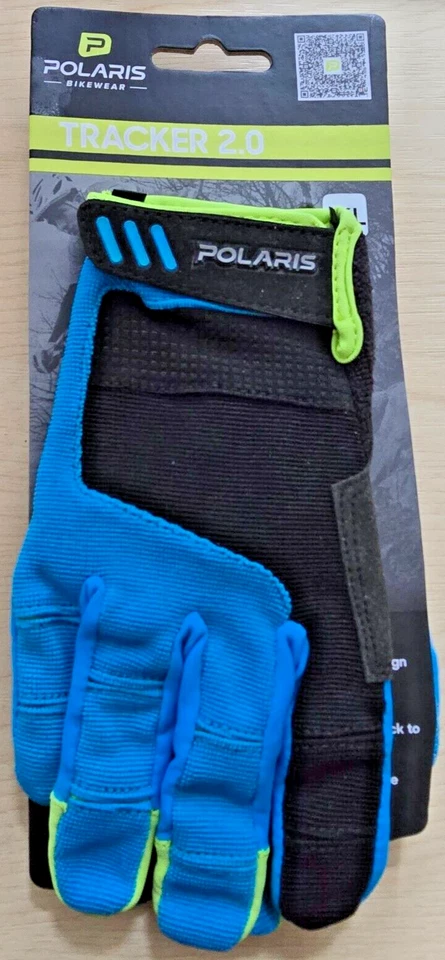 **Guantes de ciclismo para niños Polaris Tracker 2.0 XL - negros/azules/verdes Foto 1 de 3