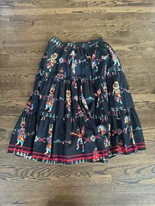 KACHINA Print FULL SKIRT American Indian Fashion by Virginia Sz L / XL Navajo - Picture 1 of 8