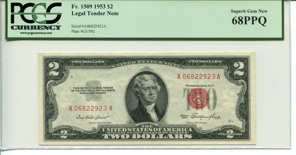 FR 1509 1953 $2 Legal Tender Note 68 PPQ SUPERB GEM NEW - Image 1 of 1