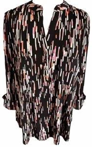COCOMO 3X Black Pink Multicolor Plus Size 3/4 sleeve women's Pintuck Blouse - Picture 1 of 14