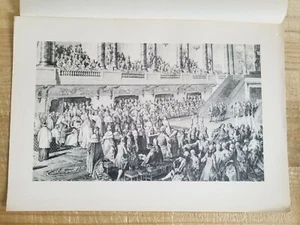 17.5" x 12.5" VTG ETCHING PRINT.SERMENT DE LOUIS XVI A SON SACRE - Picture 1 of 12