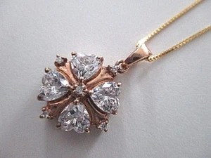 SILBER ANHÄNGER mit SILBERKETTE ° 925 / 000 ° Zirkonia ° Blumendekor ° - Picture 1 of 1