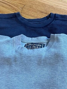 Vintage 2 Abercrombie & Fitch Herren Waffe Strick Langarm Thermo klein grau + blau - Bild 1 von 15