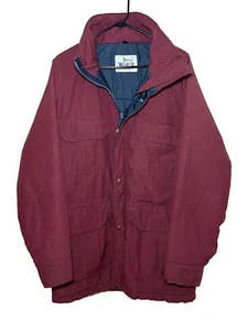 VINTAGE WOOLRICH Mens Jacket M Burgundy Full Zip Snap Pocket - Picture 1 of 16