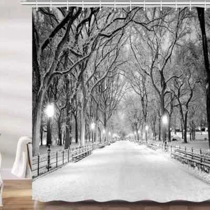 QNRJZ Tenda Doccia Neve Notte Tessuto Extra Lunga 84 Pollici 72x72" Bagno - Foto 1 di 6
