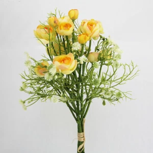 Planta Artificial Ranunculus Avestruz Amarillo Con Gipsófila Altura 37cm - Imagen 1 de 1