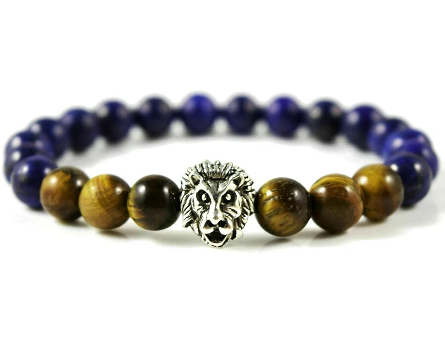 PULSERA DE JOYERÍA ELÁSTICA CON CUENTAS DE TIGRE 925 PLATA ESTERLINA OJO DE TIGRE PARA HOMBRES Foto 1 de 1