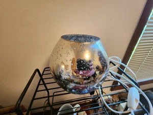 IKEA Knubbig Table Lamp Metallic Silver 7” Glass Globe Space Accent Light Round - Picture 1 of 2