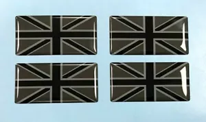 Pegatinas/calcomanías BANDERA UNION JACK 4 x 50 mm - NEGRAS Y GRIS 2 TONOS - CÚPULA DE ALTO BRILLO - Imagen 1 de 3