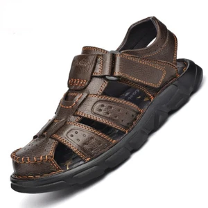 Sandalias de verano para hombre moda transpirables cuero genuino al aire libre playa zapatillas  - Imagen 1 de 14