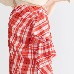 J Crew Collection NWT Long Ruffle Skirt in Red White Vibrant Flame SZ 4 - Picture 1 of 5