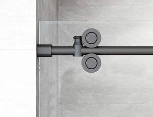 Sliding barn shower door twin roller frameless sliding shower track hardware - Picture 1 of 20