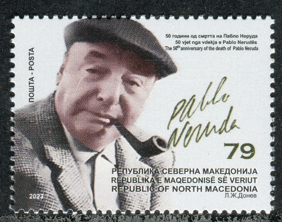 395 - MACEDONIA DEL NORTE 2023 - Pablo Neruda - Poeta - Escritor - Premio Nobel - MNH Foto 1 de 2