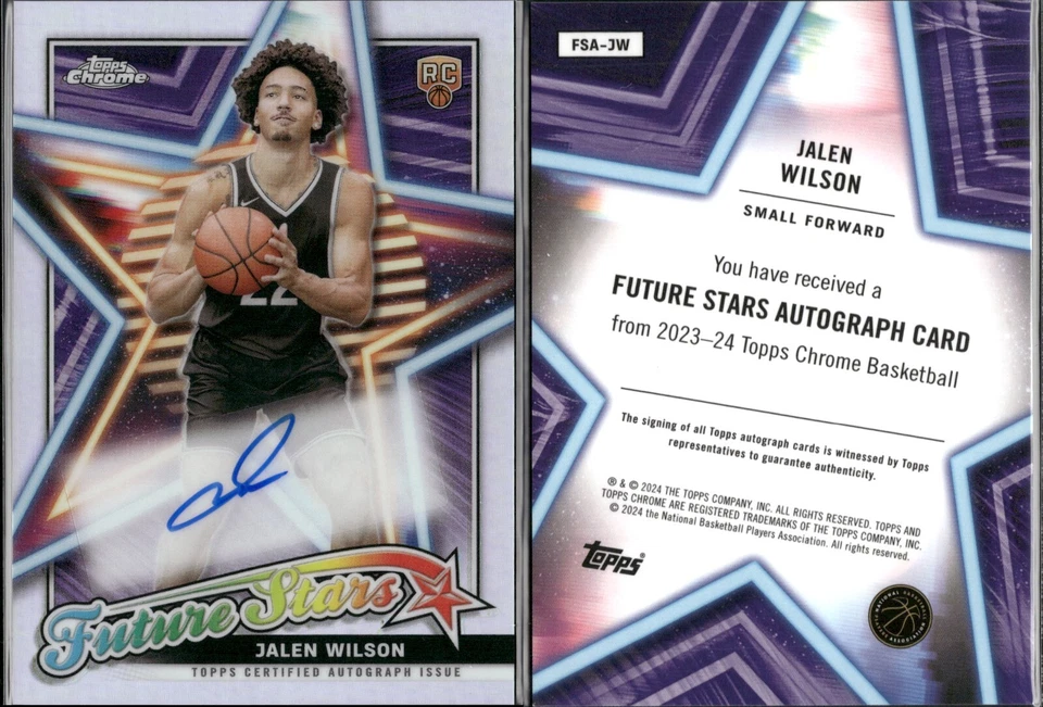 23-24 Topps Chrome Jalen Wilson Future Stars Auto Autograph Basketball Refractor - Image 1 of 1