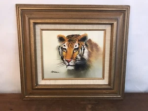 Vintage Original Tiger Gemälde signiert & gerahmt - Bild 1 von 7