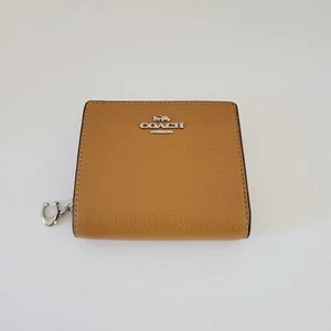 Coach C2862 Pebbled Leather Snap Wallet Clutch Light Saddle - Picture 1 of 7