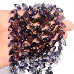 Natural Iolite Gemstone Teardrop Shape Faceted Beads 10X6 mm Strand 18-22 Pcs - Picture 1 of 4