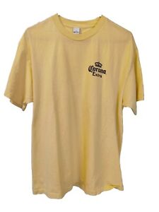 Corona Extra Beach Scene Tee Shirt Yellow, Size Large, Made In Canada.