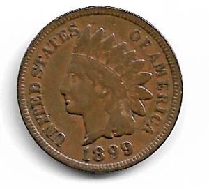 1899 Indian Cent : Very Fine VF - Picture 1 of 2