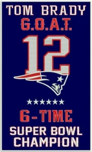 New England Patriots 6x Super Bowl Champions Tom Brady GOAT 14" x 8.5" Banner - Picture 1 of 1