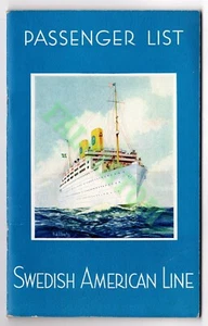 1937 Swedish American Line Kungsholm Coronation Cruise Crew and Passenger List - Picture 1 of 1