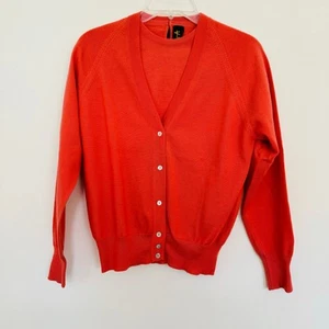 Melon Pink Cardigan Silk Wool Sweater Set Purchased in Italy VTG Size Small - Picture 1 of 17