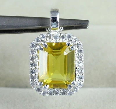 Colgante certificado piedras preciosas talla esmeralda de zafiro amarillo natural de 9,12 quilates 11 x 8 mm Foto 1 de 4