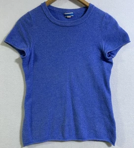 J Crew Damen 100% Kaschmir Pullover Kurzarm T-Shirt Tee tailliert hellblau M - Bild 1 von 10