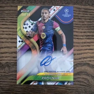 Raphinha 2024-25 Topps Finest UCC Base Auto Black Refractors 8/10 Rare - Picture 1 of 2
