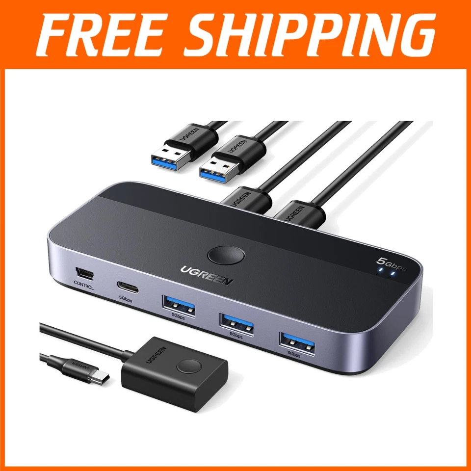 USB Switch for Two Computers, 5Gbps Transfer - Image 1 of 4