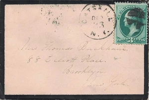 1870's Catskill to Brooklyn, New York Cancels on a Black-bordered Mourning Cover - Bild 1 von 2