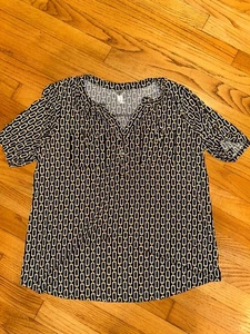 PerSeption Concept gemusterte Bluse mit V-Ausschnitt lockere Passform Kettenglied XL Damen - Bild 1 von 2