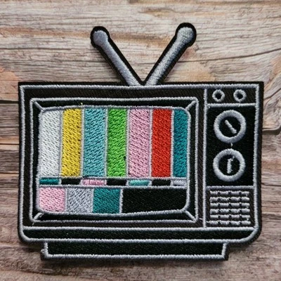 Retro TV With Antenna Test Pattern Vintage Old School Embroidered Iron On Patch