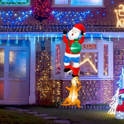 Christmas Inflatable Climbing Santa Dog Ornament for Courtyard Holiday Patio - Image 1 of 4