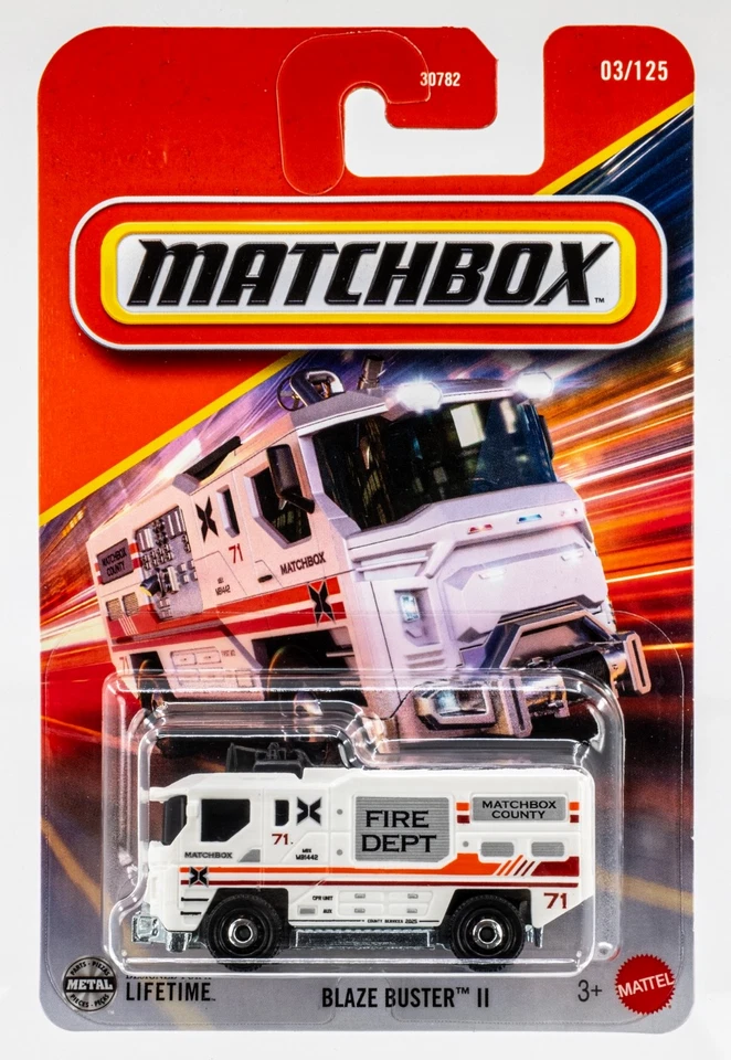 2025 Matchbox #3 Blaze Buster™ II WHITE | MATCHBOX COUNTY FIRE DEPT. | FSC - Image 1 of 1