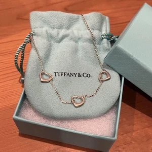 Tiffany & Co. Silver Triple Open Heart Necklace - Elegant Design Used - Picture 1 of 4