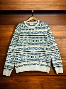Old Navy Fair Isle Holiday Crew Neck Sweater Cream Multi Color Small Super Soft - Picture 1 of 10