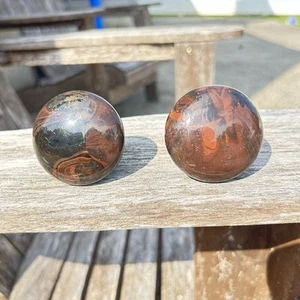 Antica coppia pomelliera vintage vittoriana marmo marrone ambra vortice set ferramenta - Foto 1 di 13