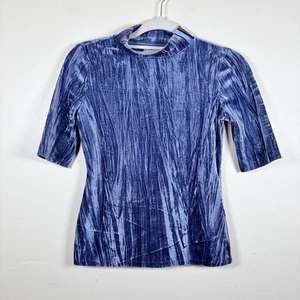 Pilcro Anthropologie Top Größe XXS schieferblau Samt Stehkragen Twee - Bild 1 von 5